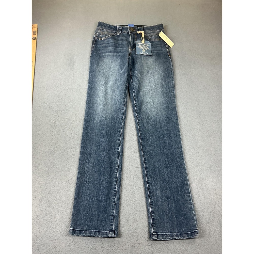 Democracy Jeans Womens 0 Blue Straight Ab'solution Patriot 33 Inseam Denim